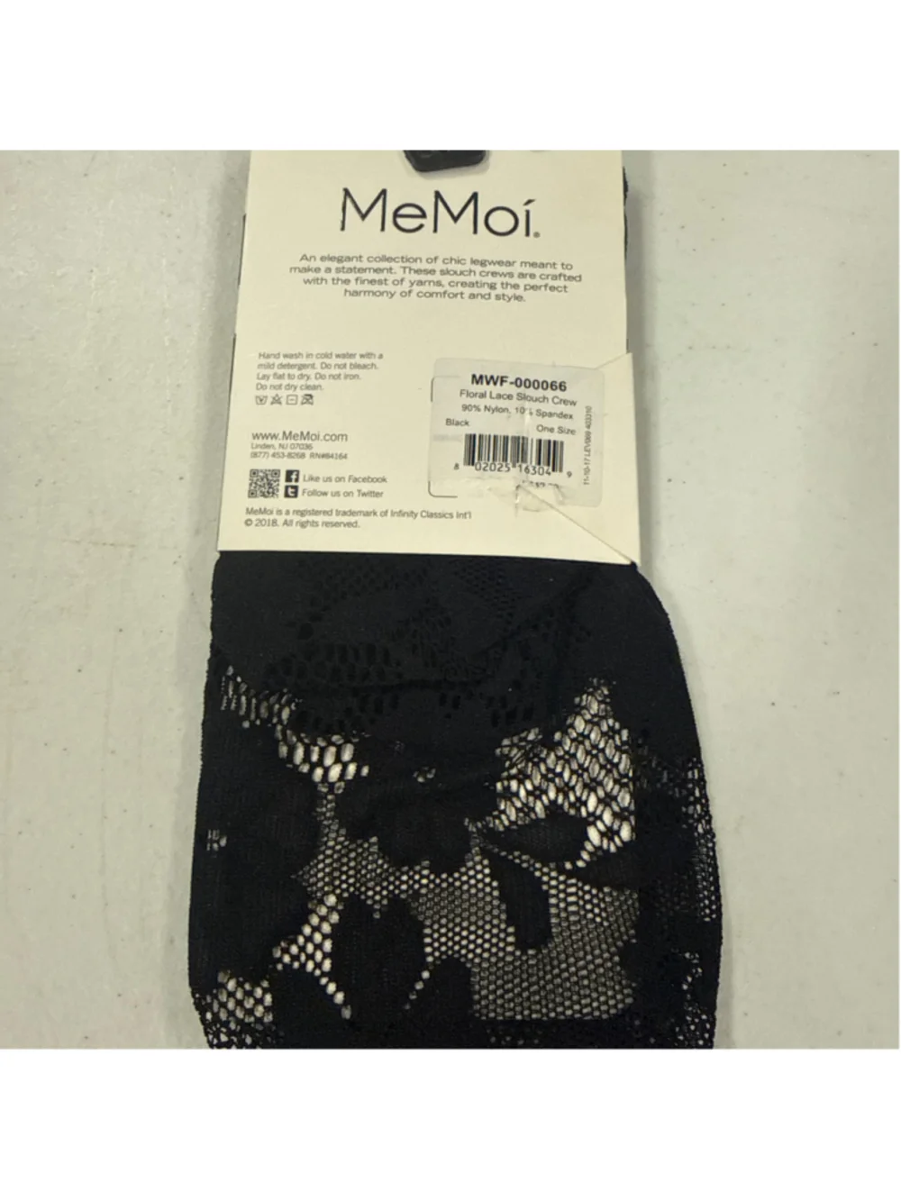 Women's MeMoi Floral Lace Slouch Crew Socks One Size Black